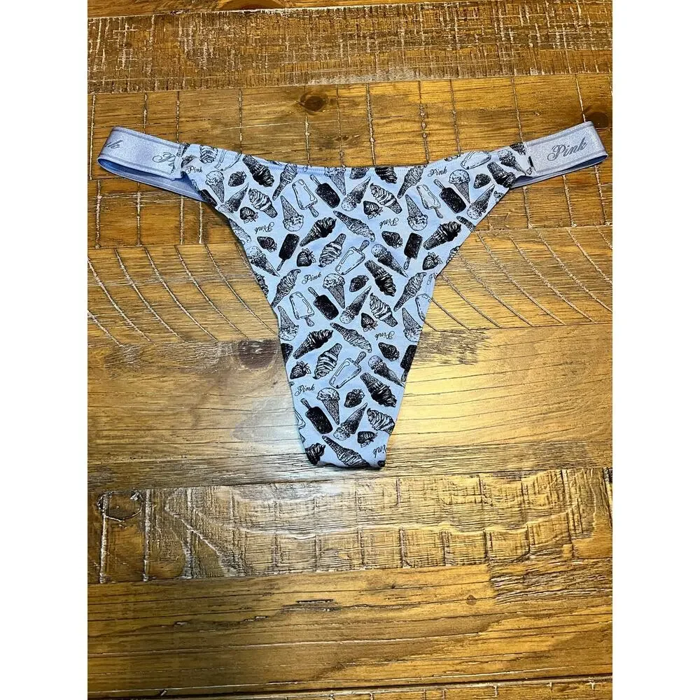 NWT Victoria’s Secret PINK Thong Panty Novelty Ice Cream Print Size XXL Spring